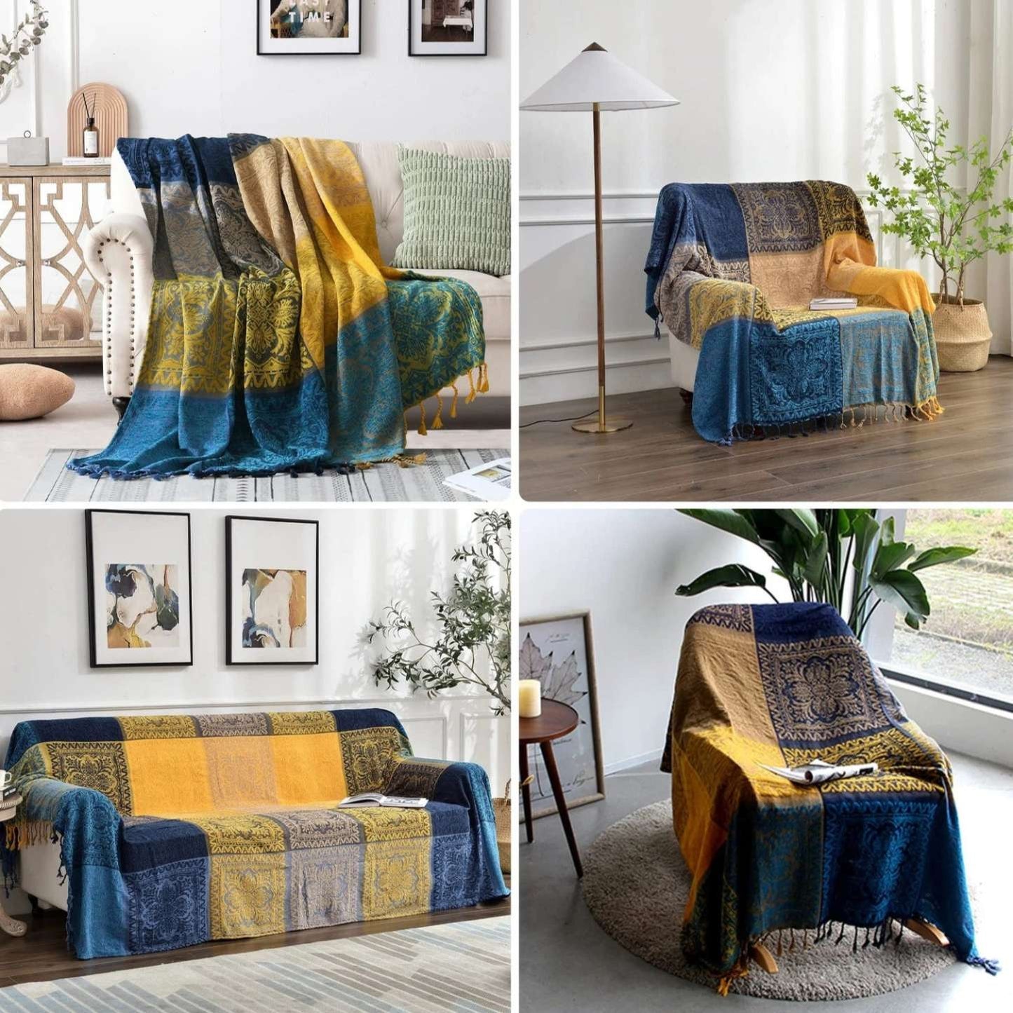 Morocco Chenille Couch Cover Blanket